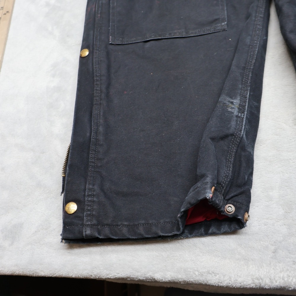 Carhartt Bib‎ Overalls Men 42x32 Black Firm Duck Insulated Quilt Lined Work R38 - Picture 3 of 12